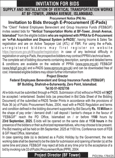 Transport Department Islamabad Tender Notice